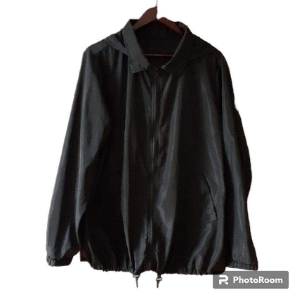 Black Hooded Windbreaker - Size 3XL